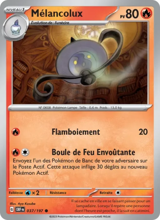 Carte Pokémon Mélancolux 037/197 Commune Flammes Obsidiennes