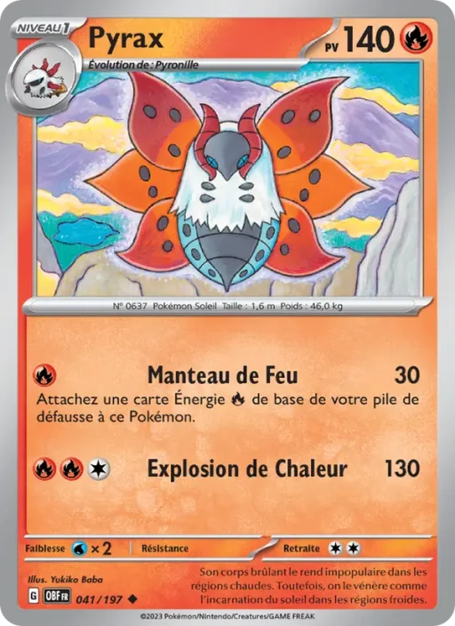 Carte Pokémon Pyrax 041/197 Peu Commune Flammes Obsidiennes
