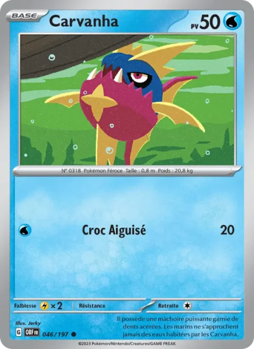 Carte Pokémon Carvanha 046/197 Commune Flammes Obsidiennes