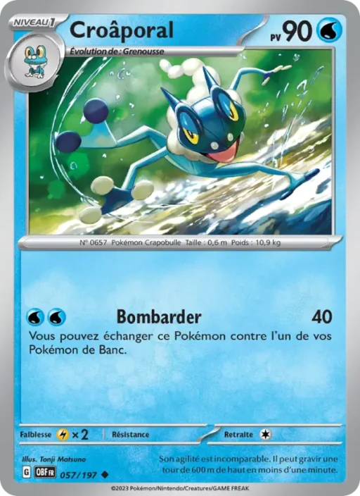 Carte Pokémon Croâporal 057/197 Peu Commune Flammes Obsidiennes
