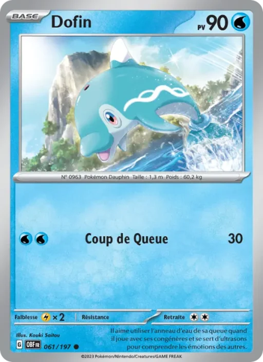 Carte Pokémon Dofin 061/197 Commune Flammes Obsidiennes