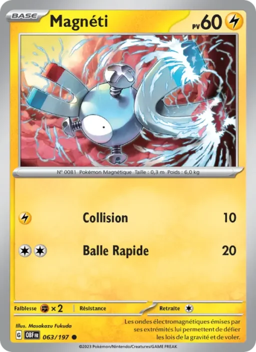 Carte Pokémon Magnéti 063/197 Commune Flammes Obsidiennes