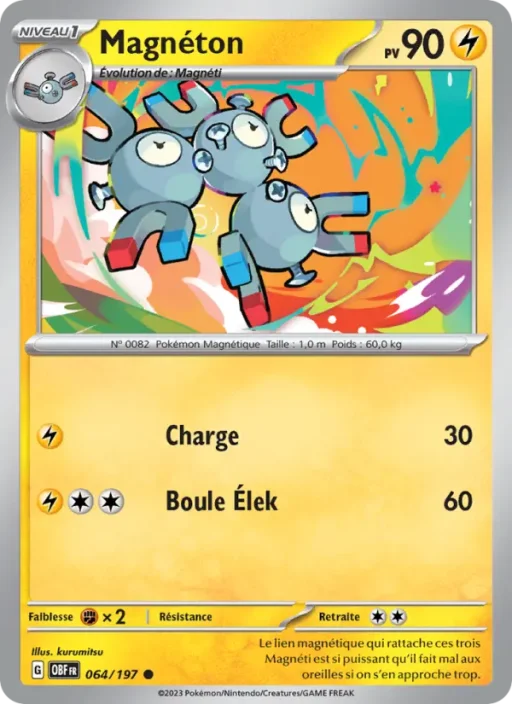 Carte Pokémon Magnéton 064/197 Commune Flammes Obsidiennes