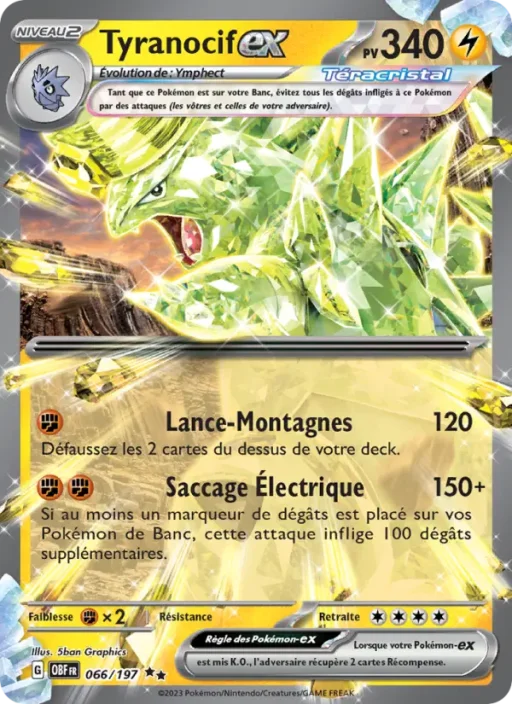 Carte Pokémon Tyranocif-ex 066/197 Double rare Flammes Obsidiennes