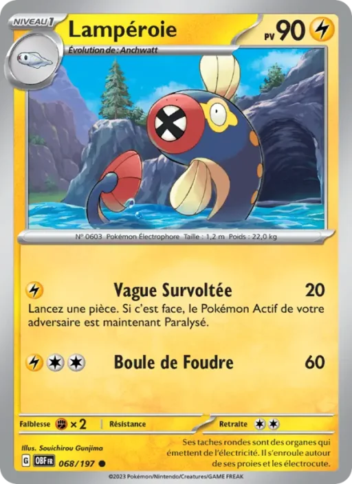 Carte Pokémon Lampéroie 068/197 Commune Flammes Obsidiennes
