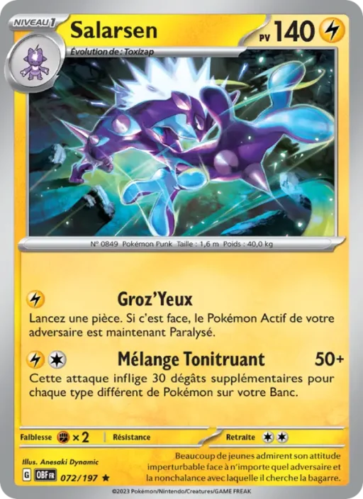 Carte Pokémon Salarsen 072/197 Rare Flammes Obsidiennes