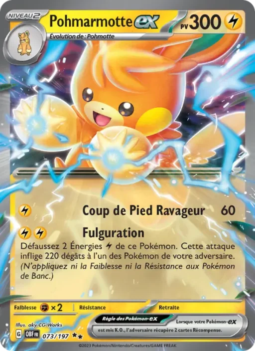 Carte Pokémon Pohmarmotte-ex 073/197 Double rare Flammes Obsidiennes