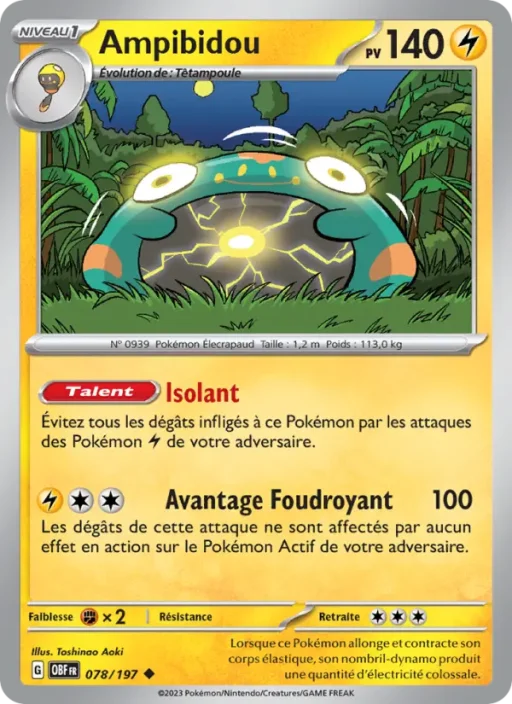Carte Pokémon Ampibidou 078/197 Peu Commune Flammes Obsidiennes