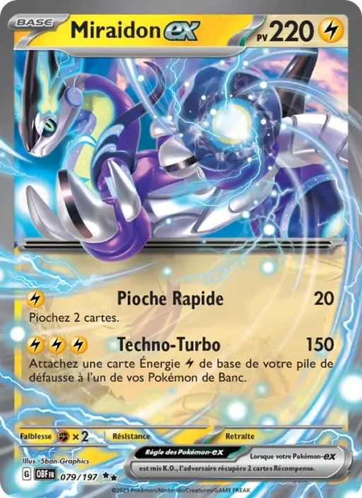 Carte Pokémon Miraidon-ex 079/197 Double rare Flammes Obsidiennes
