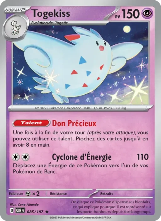 Carte Pokémon Togekiss 085/197 Rare Flammes Obsidiennes