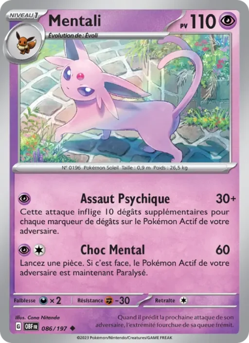 Carte Pokémon Mentali 086/197 Peu Commune Flammes Obsidiennes