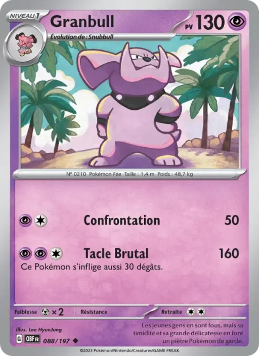 Carte Pokémon Granbull 088/197 Peu Commune Flammes Obsidiennes