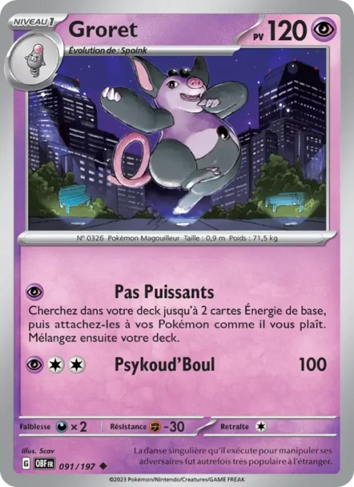 Carte Pokémon Groret 091/197 Peu Commune Flammes Obsidiennes