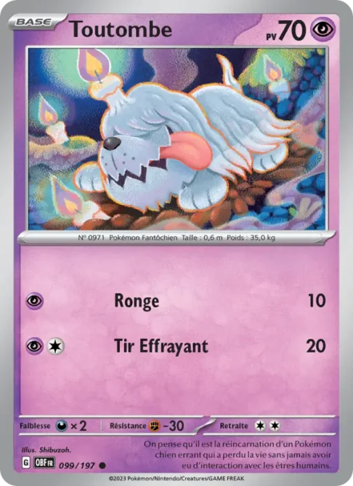 Carte Pokémon Toutombe 099/197 Commune Flammes Obsidiennes