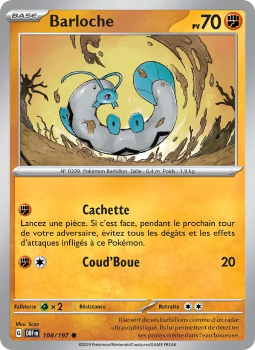 Carte Pokémon Barloche 108/197 Commune Flammes Obsidiennes