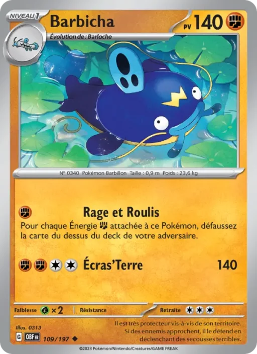 Carte Pokémon Barbicha 109/197 Peu Commune Flammes Obsidiennes