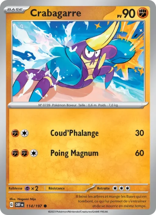Carte Pokémon Crabagarre 114/197 Commune Flammes Obsidiennes