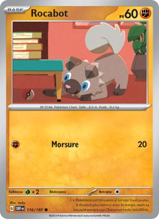 Carte Pokémon Rocabot 116/197 Commune Flammes Obsidiennes