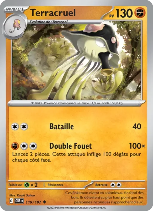 Carte Pokémon Terracruel 119/197 Peu Commune Flammes Obsidiennes