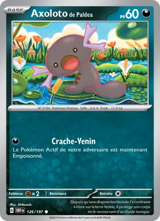 Carte Pokémon Axoloto de Paldea 126/197 Commune Flammes Obsidiennes