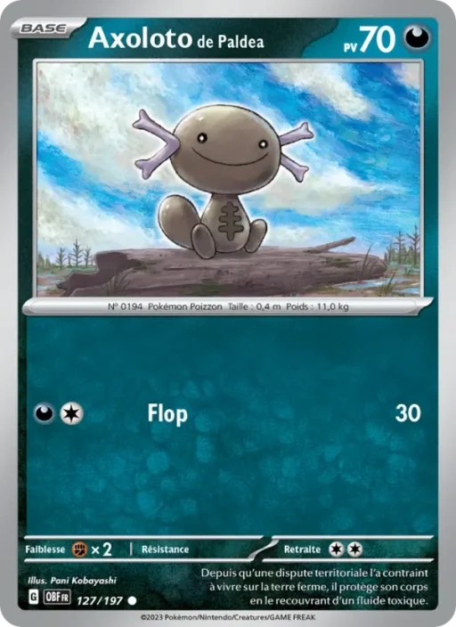 Carte Pokémon Axoloto de Paldea 127/197 Commune Flammes Obsidiennes