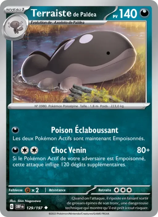 Carte Pokémon Terraiste de Paldea 129/197 Peu Commune Flammes Obsidiennes