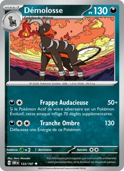 Carte Pokémon Démolosse 133/197 Peu Commune Flammes Obsidiennes