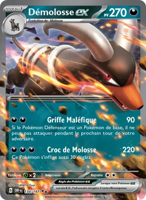 Carte Pokémon Démolosse-ex 134/197 Double rare Flammes Obsidiennes