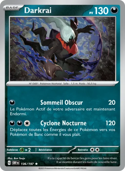 Carte Pokémon Darkrai 136/197 Rare Flammes Obsidiennes