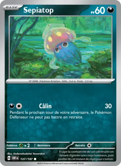 Carte Pokémon Sepiatop 137/197 Commune Flammes Obsidiennes