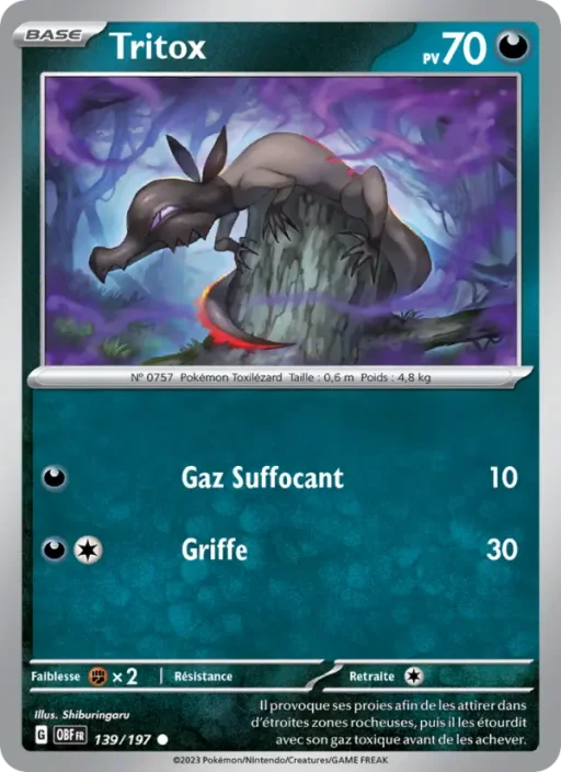 Carte Pokémon Tritox 139/197 Commune Flammes Obsidiennes