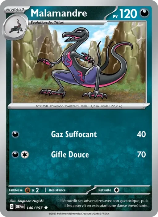 Carte Pokémon Malamandre 140/197 Peu Commune Flammes Obsidiennes