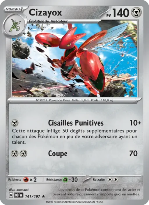 Carte Pokémon Cizayox 141/197 Rare Flammes Obsidiennes