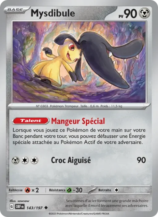 Carte Pokémon Mysdibule 143/197 Peu Commune Flammes Obsidiennes