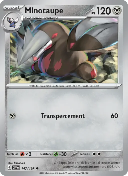 Carte Pokémon Minotaupe 147/197 Peu Commune Flammes Obsidiennes