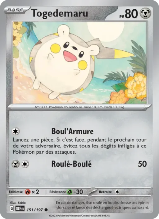 Carte Pokémon Togedemaru 151/197 Commune Flammes Obsidiennes