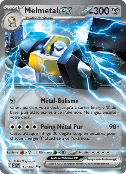 Carte Pokémon Melmetal-ex 153/197 Double rare Flammes Obsidiennes
