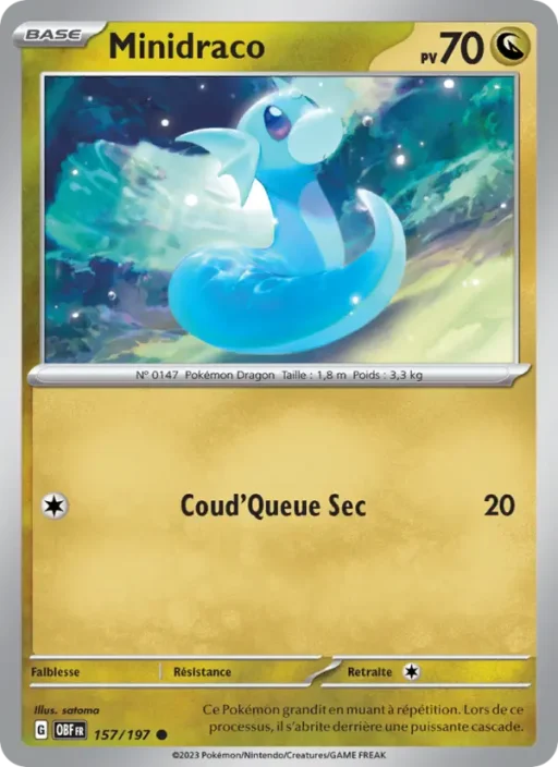 Carte Pokémon Minidraco 157/197 Commune Flammes Obsidiennes