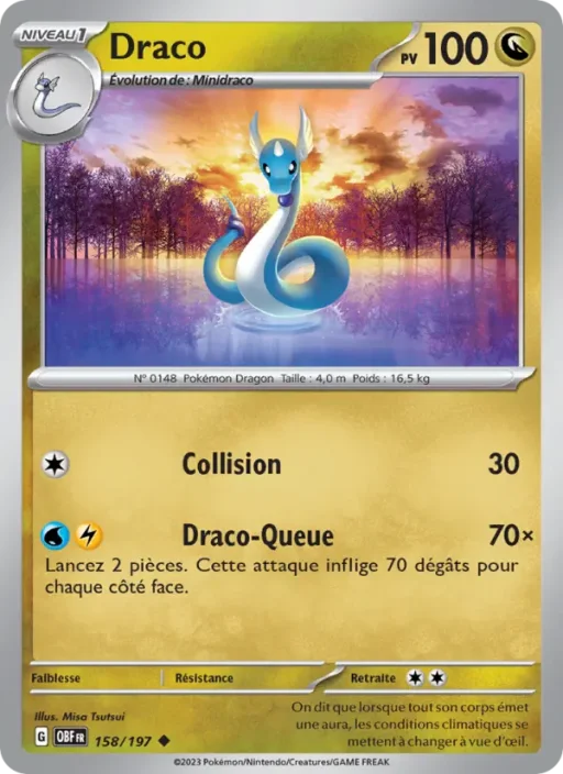 Carte Pokémon Draco 158/197 Peu Commune Flammes Obsidiennes