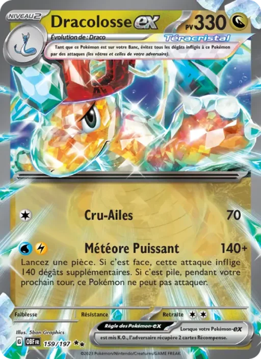 Carte Pokémon Dracolosse-ex 159/197 Double rare Flammes Obsidiennes