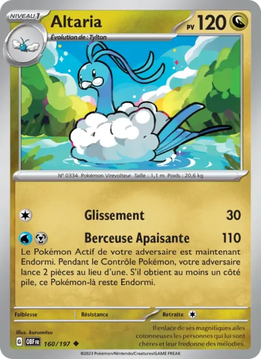 Carte Pokémon Altaria 160/197 Peu Commune Flammes Obsidiennes