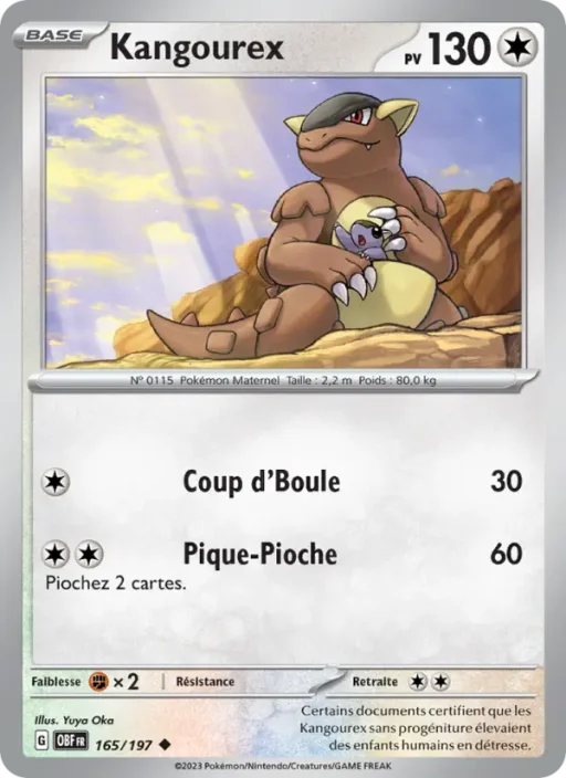 Carte Pokémon Kangourex 165/197 Peu Commune Flammes Obsidiennes