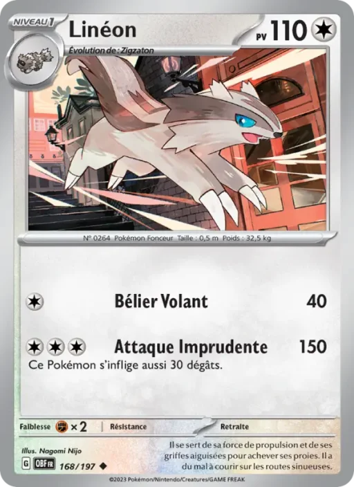Carte Pokémon Linéon 168/197 Peu Commune Flammes Obsidiennes