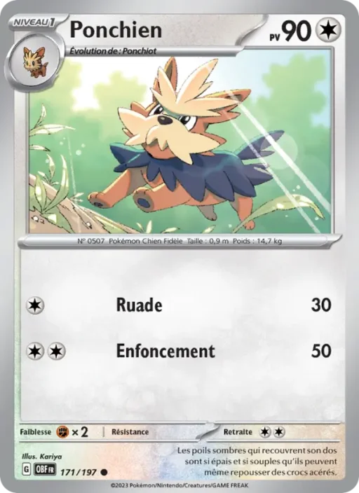 Carte Pokémon Ponchien 171/197 Commune Flammes Obsidiennes