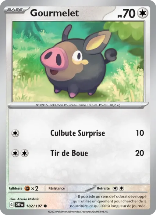 Carte Pokémon Gourmelet 182/197 Commune Flammes Obsidiennes
