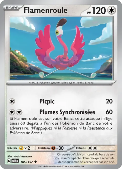 Carte Pokémon Flamenroule 185/197 Peu Commune Flammes Obsidiennes