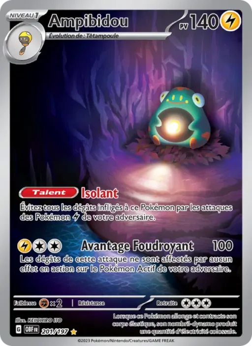 Carte Pokémon Ampibidou 201/197 Illustration rare Flammes Obsidiennes