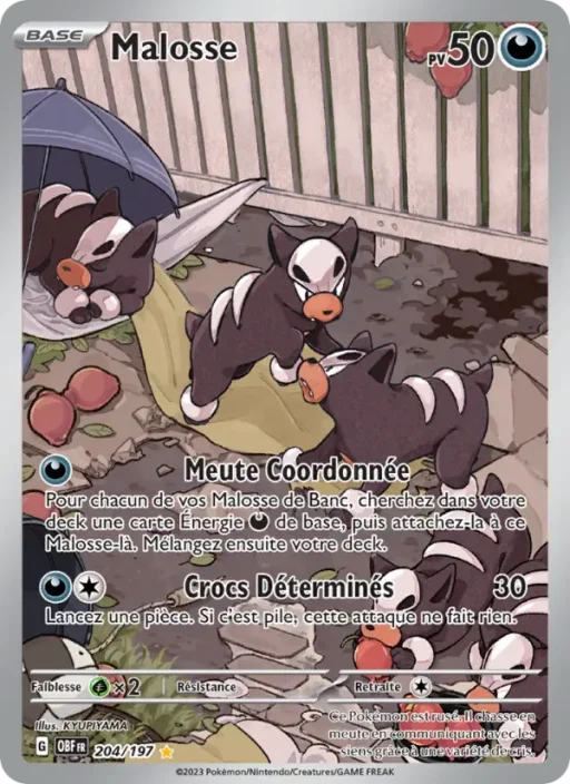 Carte Pokémon Malosse 204/197 Illustration rare Flammes Obsidiennes