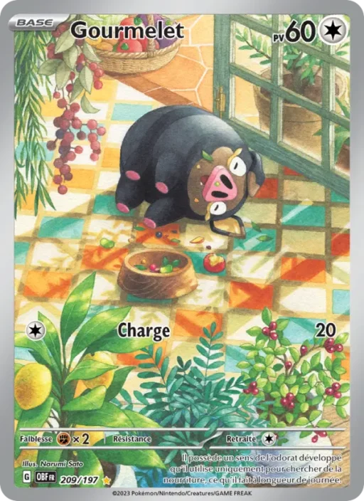 Carte Pokémon Gourmelet 209/197 Illustration rare Flammes Obsidiennes
