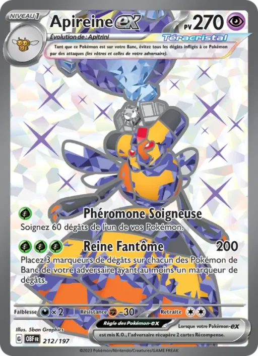 Carte Pokémon Apireine-ex 212/197 Ultra Rare Flammes Obsidiennes